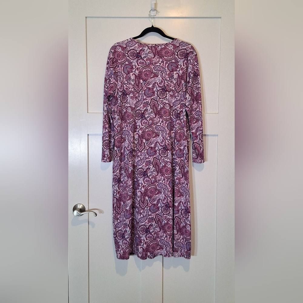 Lands' End Cotton Paisley Night Gown Long Sleeve Size XL Purple Pink - Picture 9 of 9